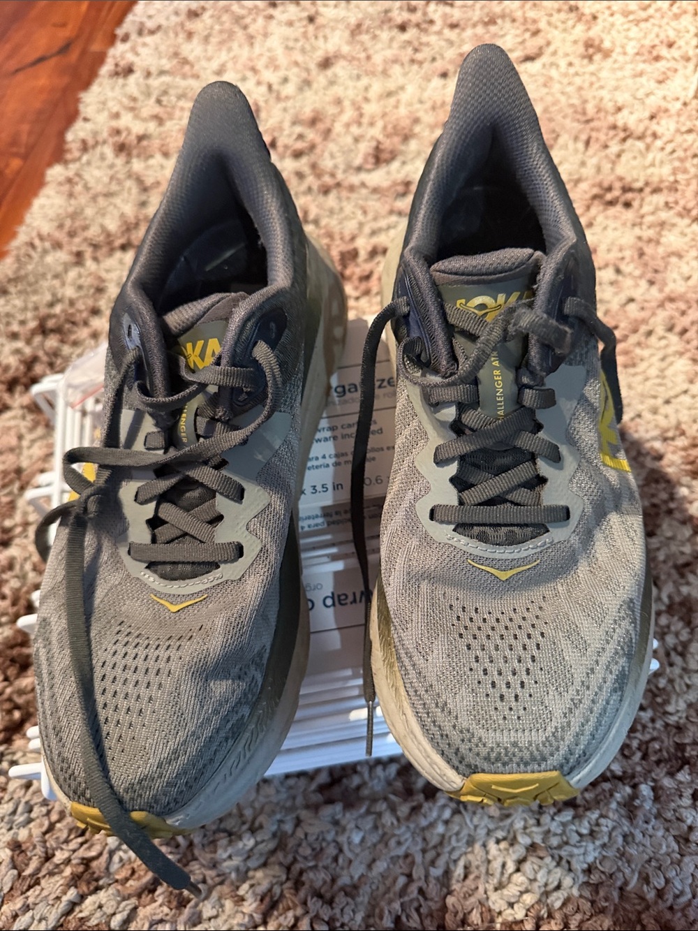 Hoka One One Men's Gray and Yellow Running Shoes